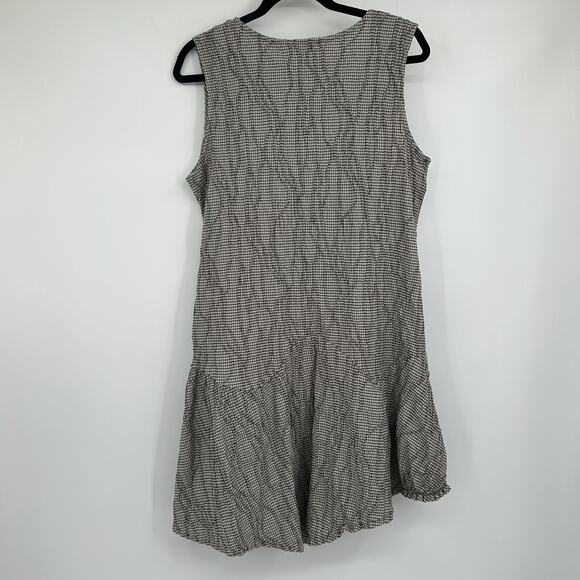 Cut Loose Textured Windowpane Ruffle Hem Tunic Dress With Pocket Size Medium M - Picture 6 of 6